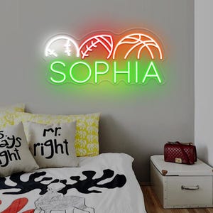 Custom Sport Ball Name Neon Sign,Football Name Neon Sign,Custom Soccer Name Neon Sign,Boys Room Decor,Personalized Sport Decor,Rugby Neon