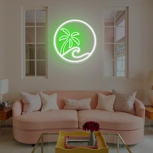 Palm Tree Neon Sign,Beach Neon Sign,Tropical Neon Sign,Sunset Neon Sign,Wave Neon Light,Ocean Neon Sign,Natural Plant Neon Lights