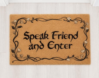 Speak Friend And Enter Doormat,Funny Doormat,Welcome Mat,Geek Doormat,Home Entrance Decor,Housewarming Gift,Moria Welcome Mat Gandalf