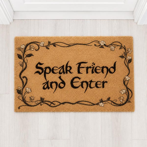 Speak Friend And Enter Doormat,Funny Doormat,Welcome Mat,Geek Doormat,Home Entrance Decor,Housewarming Gift,Moria Welcome Mat Gandalf