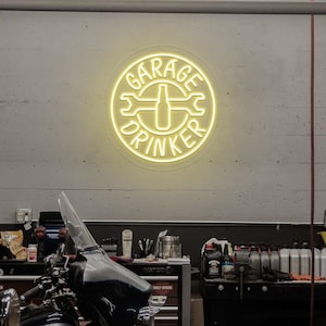 Garage Trinker Neon Schild, Garage Neonlicht, Auto Neon Schild, Garage Bar Decor, Werkstatt Auto Schild, Man Höhle Schilder, Geschenk für Papa, Vatertagsgeschenk