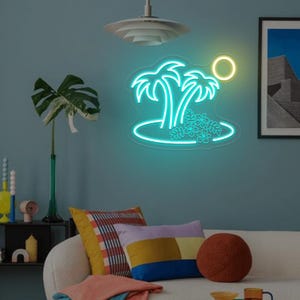 Palm Tree Neon Sign,Summer Sun Neon Sign,Coconut Tree Neon Sign,Tropical Neon Sign,Sunset Neon,Hibiscus Flower LED Sign,Garden Neon Decor