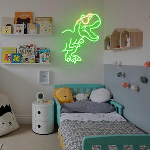 Tyrannosaurus Rex Neon Sign With Glasses,Dinosaur Neon Sign,Dinosaur LED Light,Kids Room Bedroom Neon Sign,Dinosaur Wall Art,Gifts For Boys