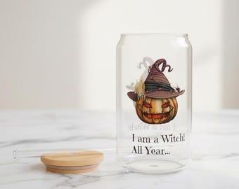 Enchanting Witch Sipper Glass: Halloween Decor, Party Favors (16oz)