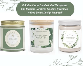 Paquete de etiquetas para velas botánicas: Plantillas editables de Canva (descarga instantánea + diseño adicional)