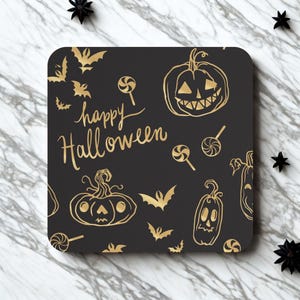 Halloween Hardboard Coasters, Set of 50: Spooky Party Drinkware