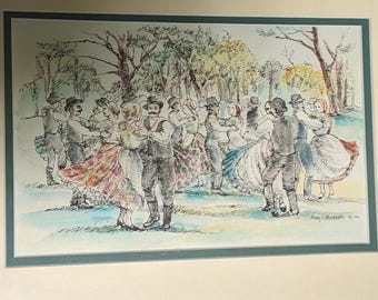 Watercolor Print of Hungarian Dancers by Mary Mischenko