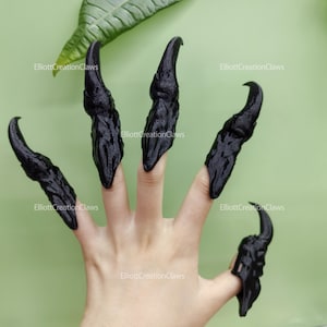 Movable Cosplay Costume Claws, Cosplay Finger Claws, Halloween Party Black White Claws, Dragon Monster Claws