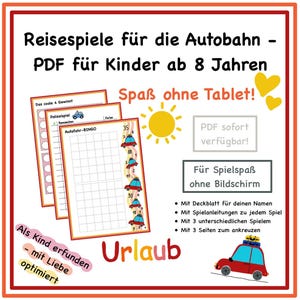 Travel games for children 8 and up as PDF – Police game, car bingo, 4-in-a-row – activities for car journeys and holidays to print out
