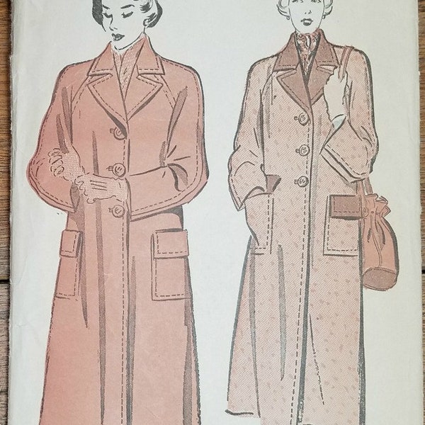 Vintage des années 1940 manteau motif avance 5072 taille 20 buste 38"