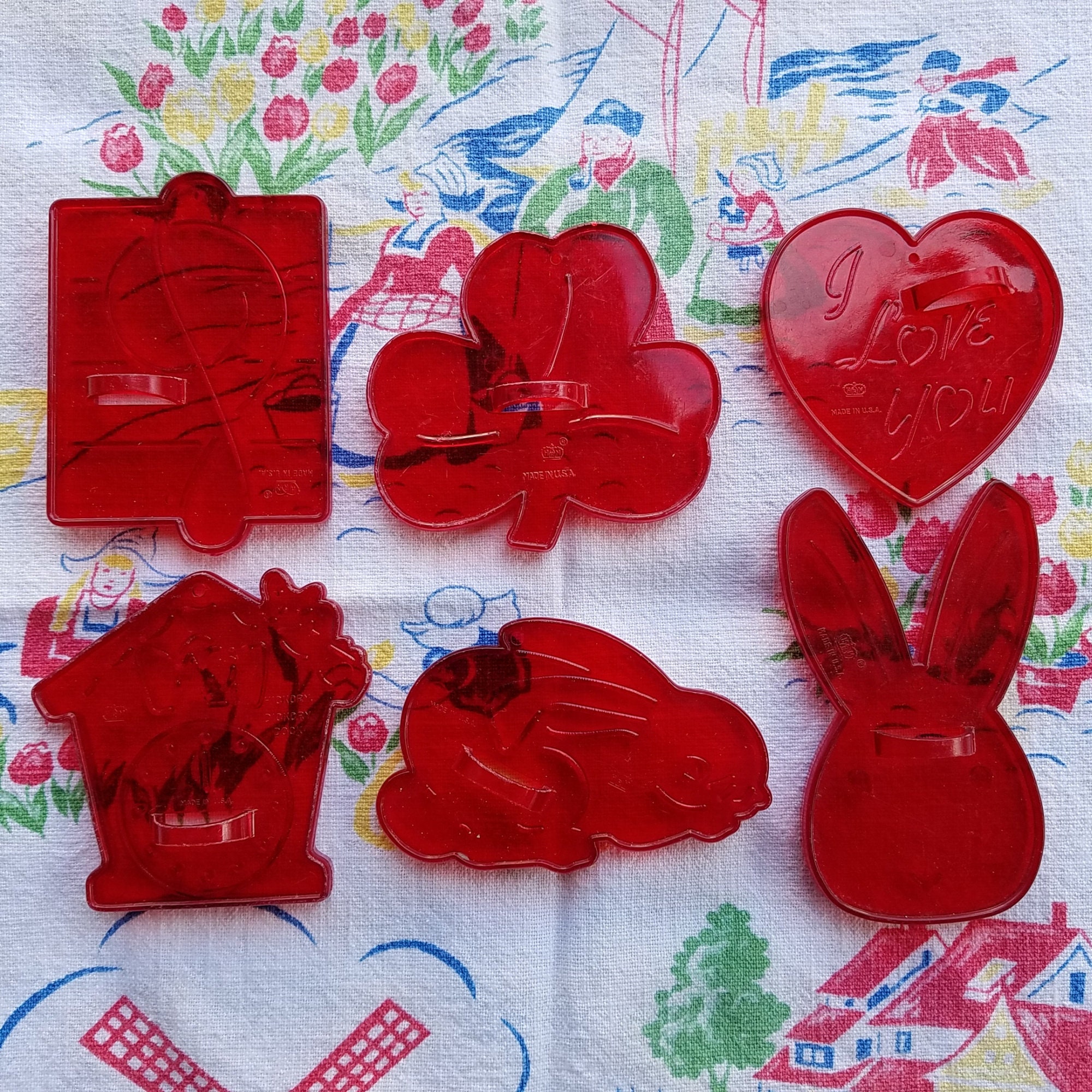 Vintage Red Plastic Cookie Cutters Lot of 6 Etsy