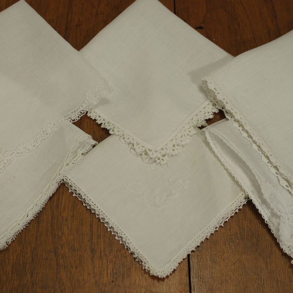 White Ladies Hankies Instant Collection No6 Vintage Lot of 6