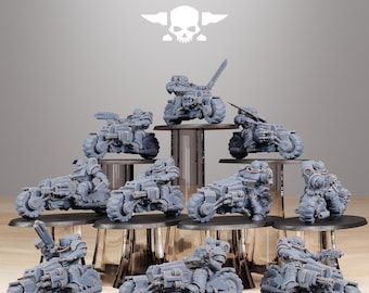 Socratis Bikers - Station Forge - 32mm Unpainted Resin Miniatures - Sci-Fi Grimdark & Proxy Wargame
