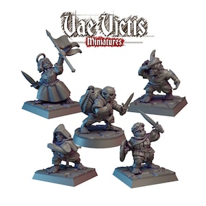Halfling Warband Leaders - Vae Victis - Miniaturas 28mm/32mm de Resina Sin Pintar - Grimdark Fantasy, Warbands & RPG