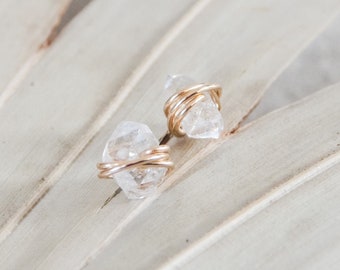 Herkimer Diamond Stud Earrings, 14k Gold Filled, .925 Sterling Silver, Rose Gold Filled, Bridal Earrings, Wedding Earrings, Nickel Free
