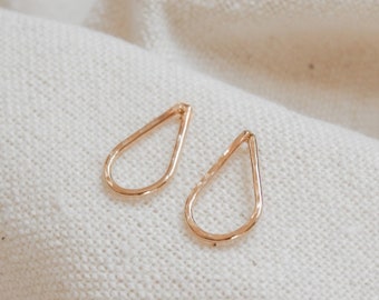 Hammered Teardrop Stud Earrings - 14k Gold Filled & Sterling Silver Minimalist Studs with Locking Ear Nuts, Hypoallergenic + Waterproof