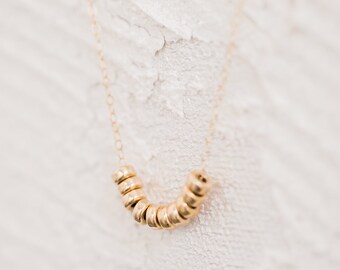 Roundel Bead Necklace - Sterling Silver, 14k Gold Fill or 14k Rose Gold Fill, Hypoallergenic & Waterproof, Tarnish Free Necklace