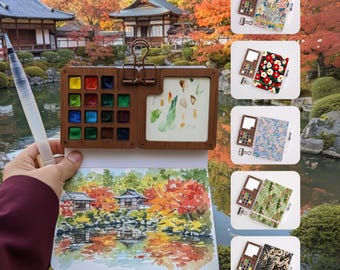 15 colors travel set portable paint box,Watercolor Box,Watercolor Supplies,Painter Gifts,Painting Accessories,Gift him or her, Birthday gift