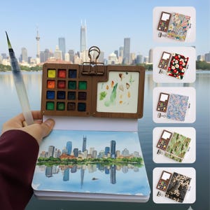 Watercolor Set for Travelers Notebook • Personalized Paint Palette • Portable Artist Gift • Travel Art Supplies • Thanksgiving Hosting Gift