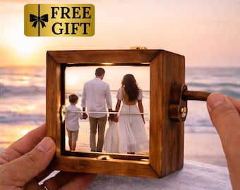 Benutzerdefinierte Crank Photo Animation Box, personalisiertes Hölzernes Flip-Buch mit Licht, kreatives Jubiläumsgeschenk für Sie / Ihn, Geschenke zum Valentinstag