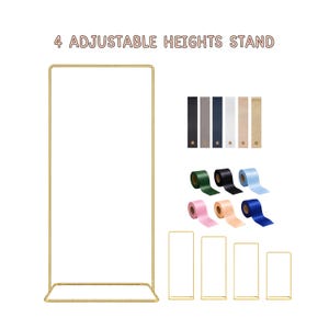 Adjustable Gold Backdrop Stand | Wedding Backdrop Frame | Baby Shower & Birthday Party Decor | Balloon Garland Frame | Event Display Stand