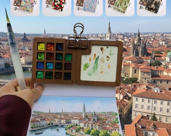 Travel set portable paint box, luxury corporate gifts, Art Supplies, Watercolor Palette, Artist Paint Set, Gift for Painters, Birthday gift