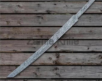 Hand-Forged Damascus Steel Sword Blade Blank – Fire Storm Pattern, 23"
