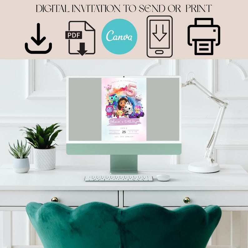 Editable Digital Birthday Invitation Rainbow Pastel Theme Personalized ...