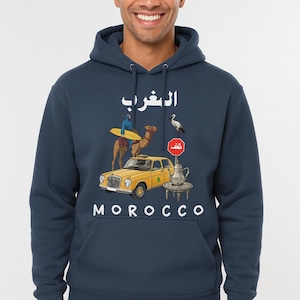 Sweat à Capuche Vintage Homme Fanatic, Grand Bleu Marine/orange/blanc, Taille L, état Très Bon