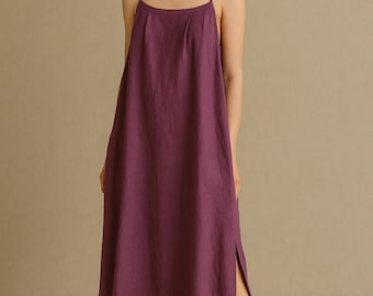 Robe longue en lin - Tenue de plage d'été sans manches, sur mesure