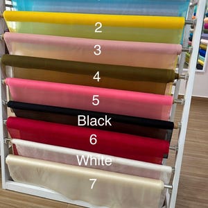 Tela de organza de seda de morera 100% cortada a medida / Confección de alta costura nupcial transparente (112 cm de ancho)