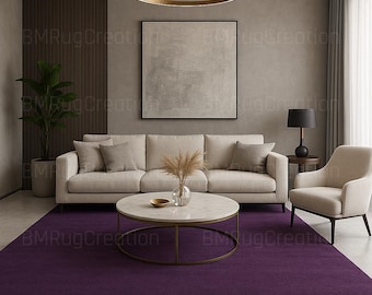 Handmade Plush Wool Rug – Solid Purple, Modern Home Decor
