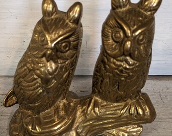 Two Small Brass Owls
