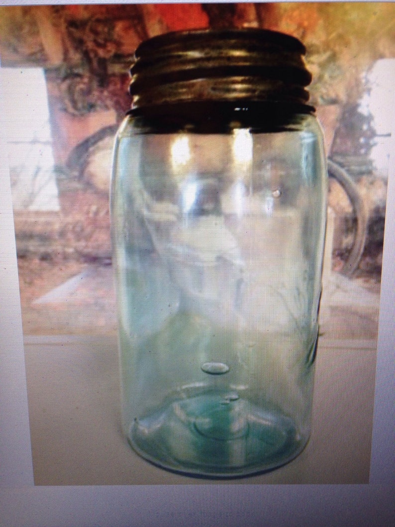 Vintage sheepnose blue Ball canning jar