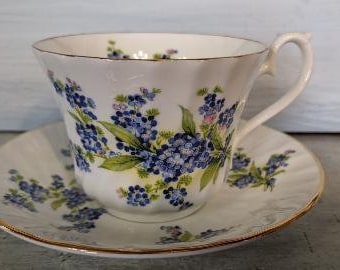 Vintage Forget-Me-Not Bone China Cup and Saucer
