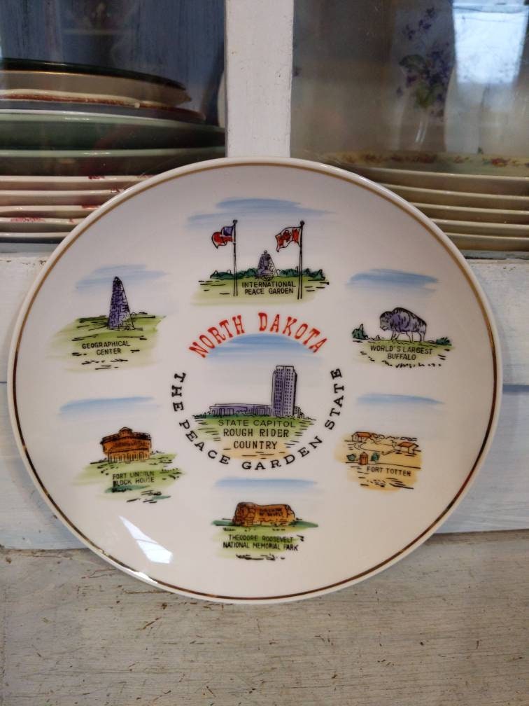 Vintage North Dakota Collectible Plate Etsy