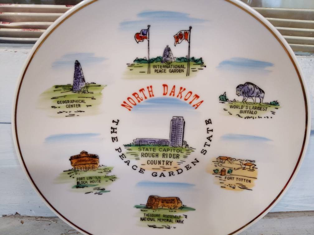Vintage North Dakota Collectible Plate Etsy