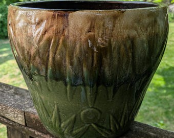 Large Vintage Robinson Ransbottom Pottery Sun and Moon Jardiniere