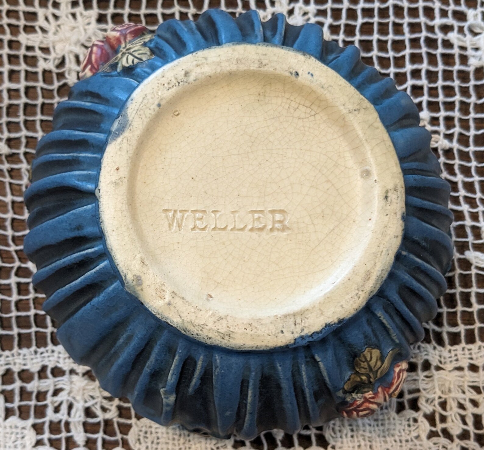 Vintage Weller 'blue Drape' Bowl - Etsy