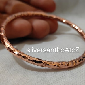 Hammered Thick Heavy Copper Bangle, Men&#39;s or Women&#39;s copper bracelet, Healing Arthritis Copper Bangle, Handmade Stackable Copper Jewelry
