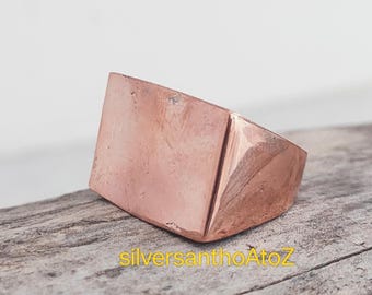 Handgemaakte koperen zegelring: minimalistische uniseks sieraden