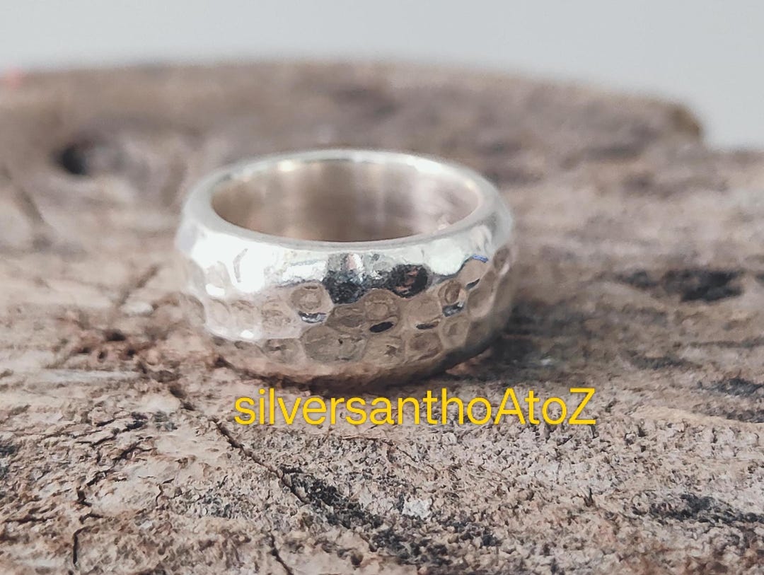 Hammered Sterling Silver Dome Ring: Chunky Wide Band Statement - Etsy