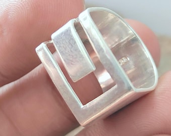925 Sterling Silver Wide Band Ring: Abstract Geometric Boho Jewelry