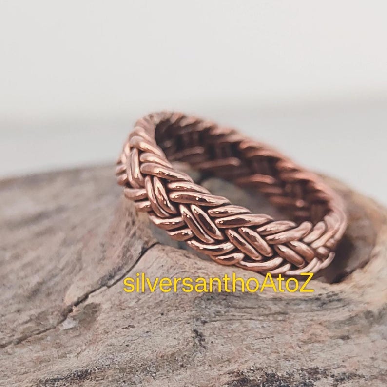 Braided Copper Ring: Handmade Healing Jewelry, Unisex Braid Knot ...