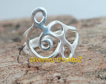 Sterling Silver Spiral Ring - Handmade Swirl Statement Jewelry