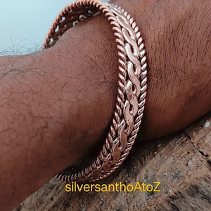 Braccialetto spesso in rame fatto a mano: bracciale impilabile, gioielli unisex