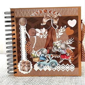 Baby Memory Album – Gender Neutral Scrapbook with Bunny Stickers, Perfect Birthday Gift for New Parents