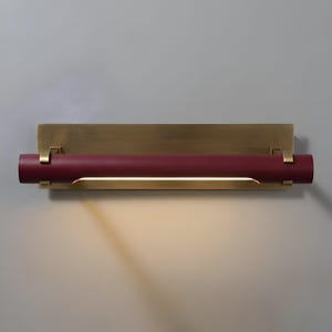 Vintage Modern Painting Light Raw Brass Base Cylindrical Shade Italian Stilnovo Style Wall Art Lamp Mid Century Picture Light Fixture