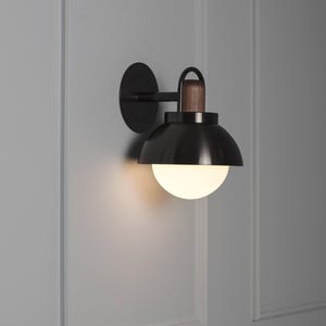 Modern Black Wood Wall Sconce Minimalist Vanity Light Fixture Bathroom Bedroom