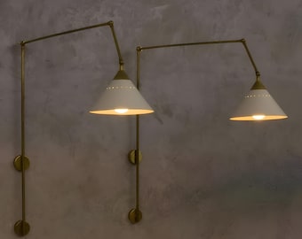 Mid Century Italian Ivory Brass Italian Wall Lamp Stilnovo Style Solid Brass Wall Sconce - Modern Brass Stilnovo Style Wall Light Fixture